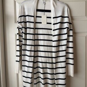 a new day Black and White Striped Cardigan